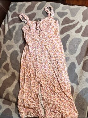T.J.Maxx Pink and Orange Floral Maxi Dress